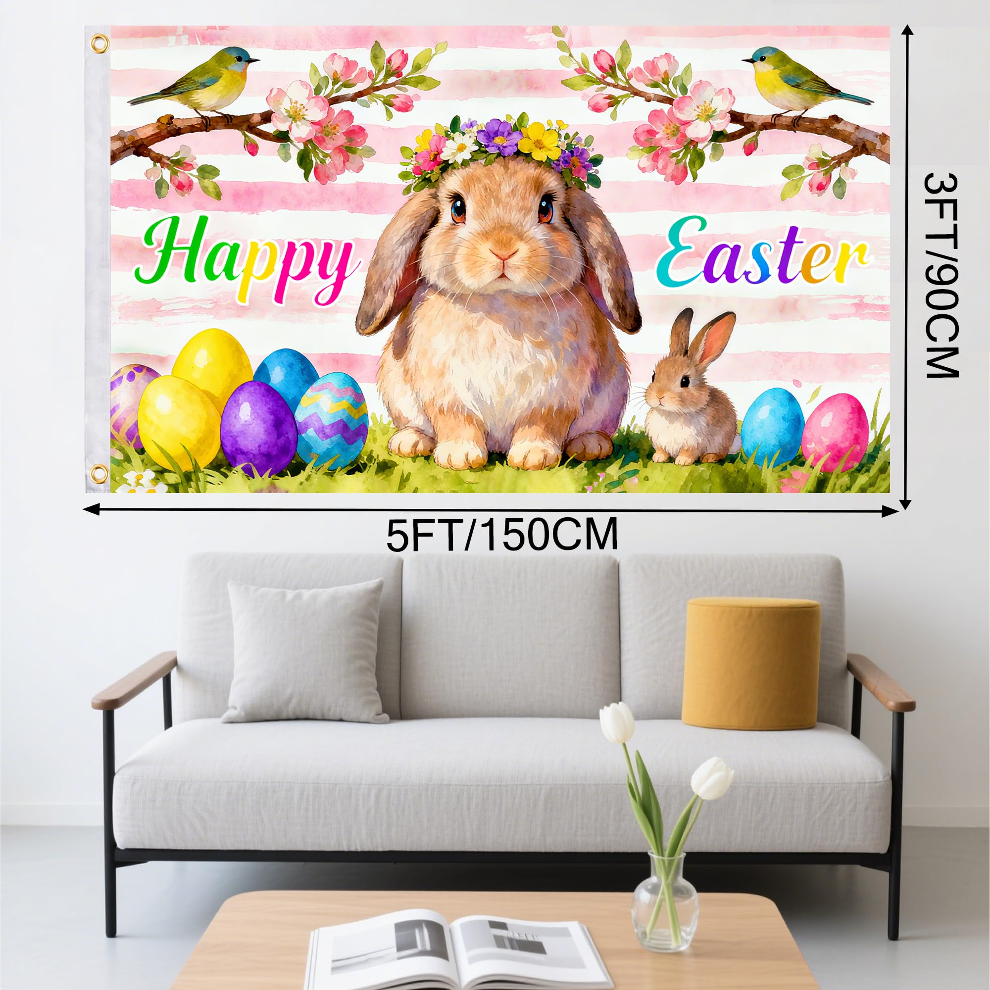 PURYOUNY Easter Flag Premium Polyester stands up to sun and wind.