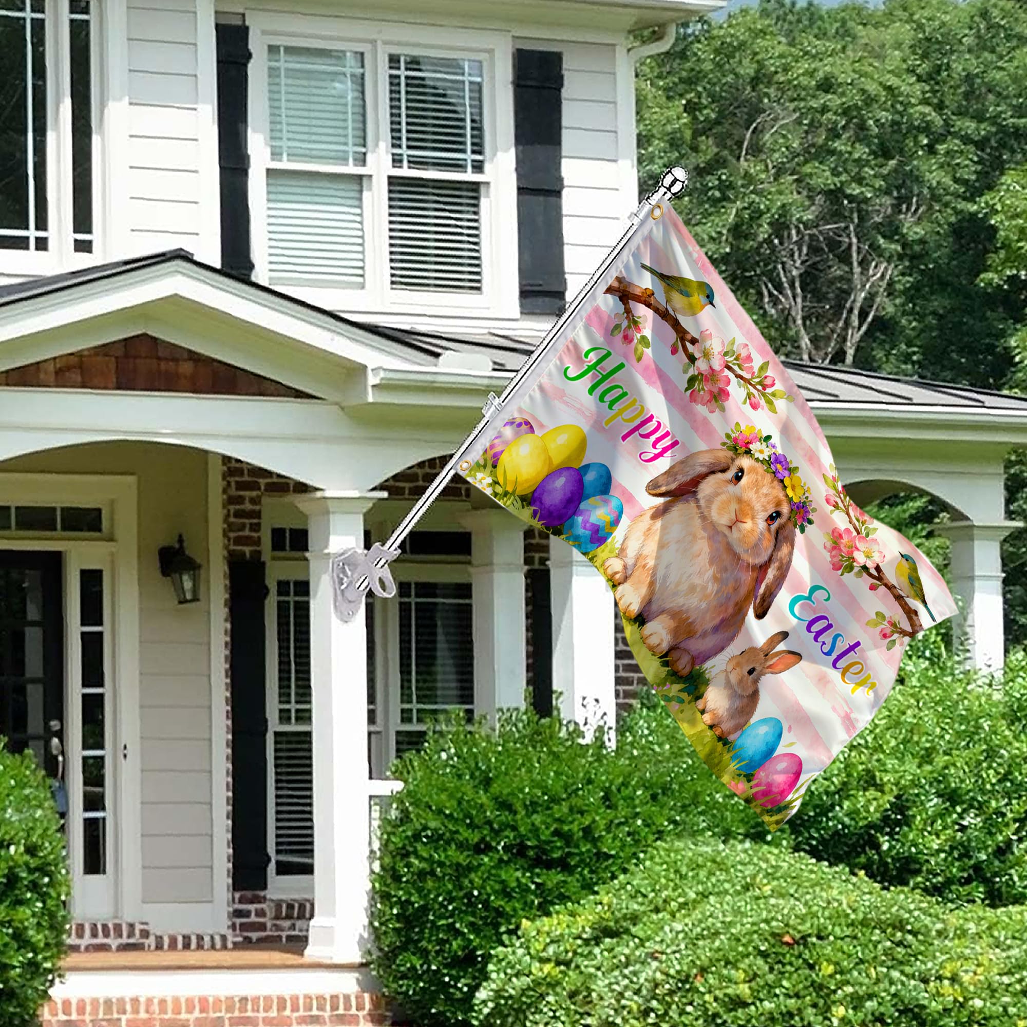 PURYOUNY Easter Flag Vibrant Spring Colors brighten outdoor spaces.