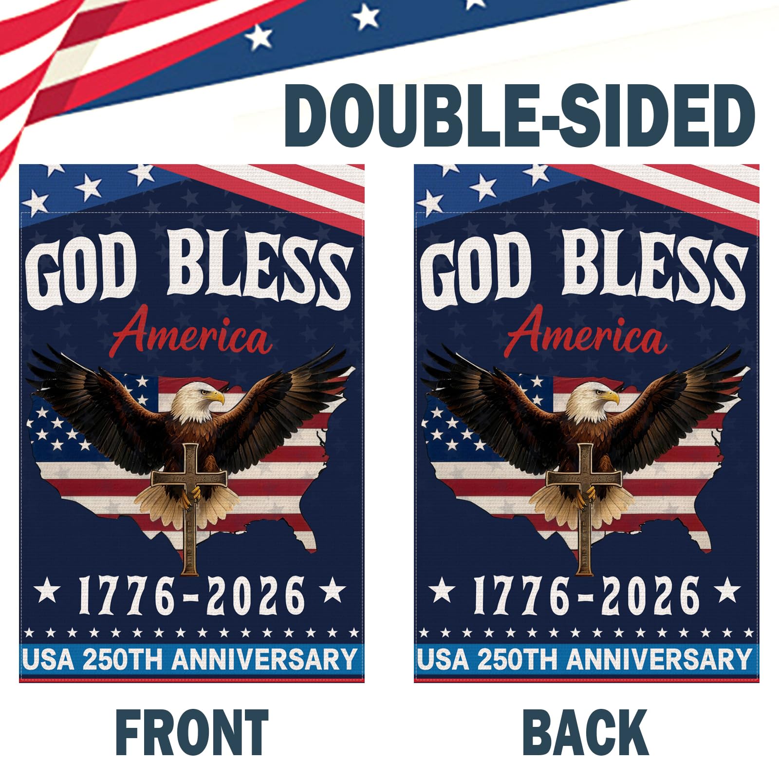 Pusfyeoh God Bless America yard flag withstands sun and rain for year-round decor