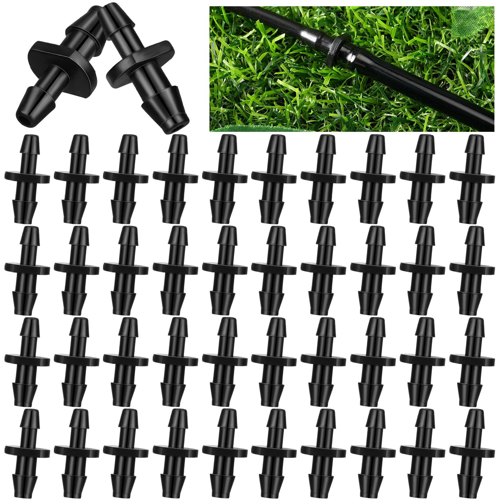 Pushglossy 100-piece drip irrigation fittings bulk pack for versatile watering.
