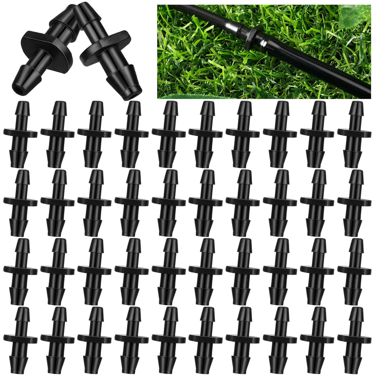 Pushglossy 100-piece drip irrigation fittings bulk pack for versatile watering.