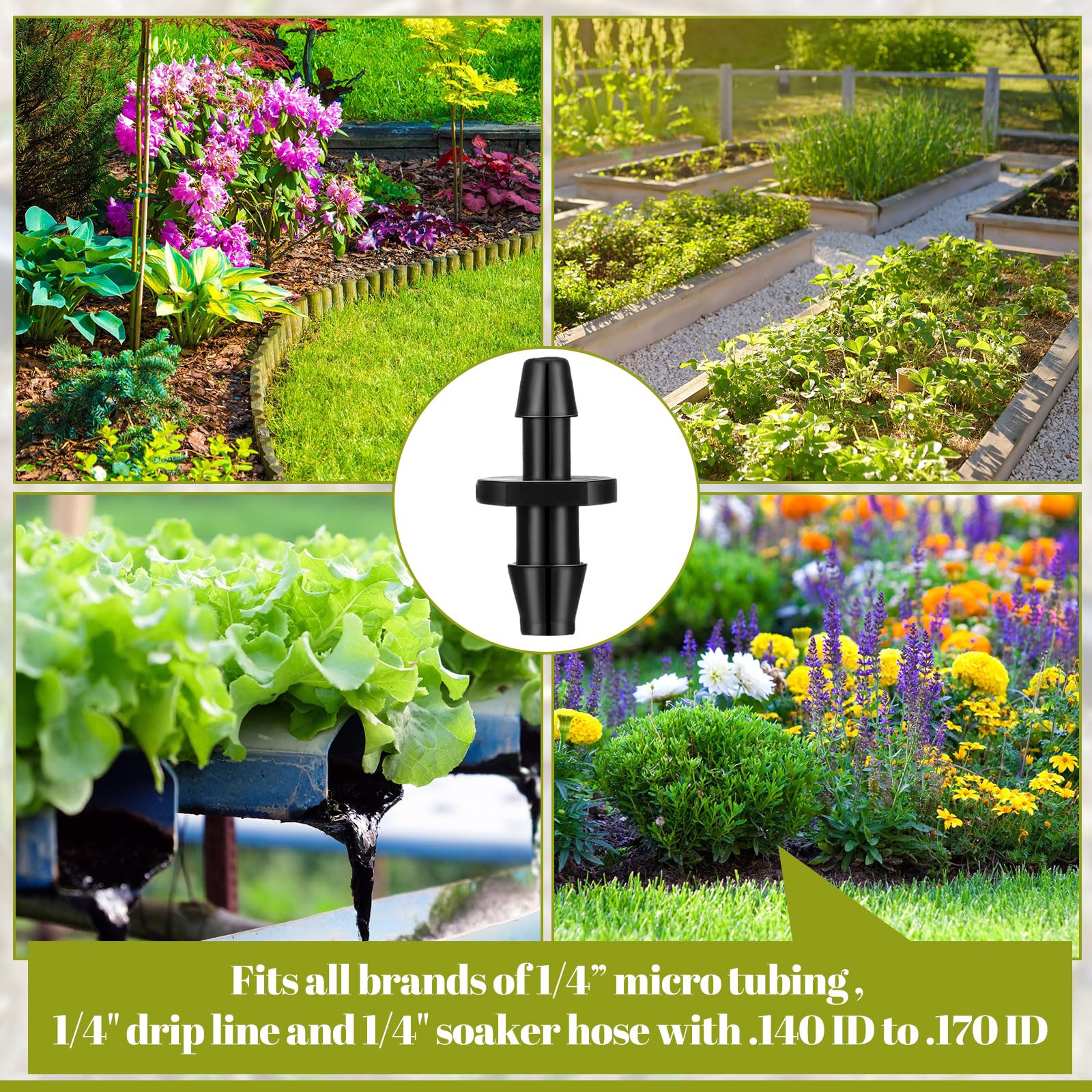 Pushglossy multipurpose connectors suitable for gardens, greenhouses, and hydroponics.