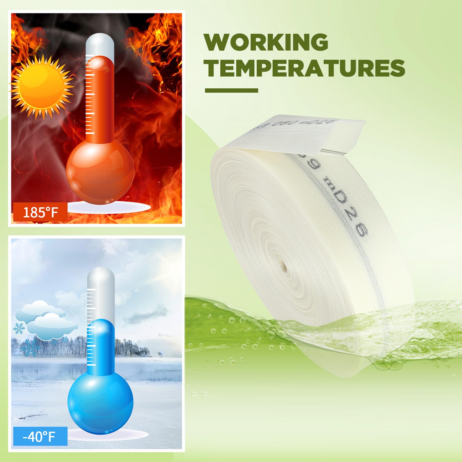 Pushglossy polyester hose delivers durability and weather resistance for outdoors.
