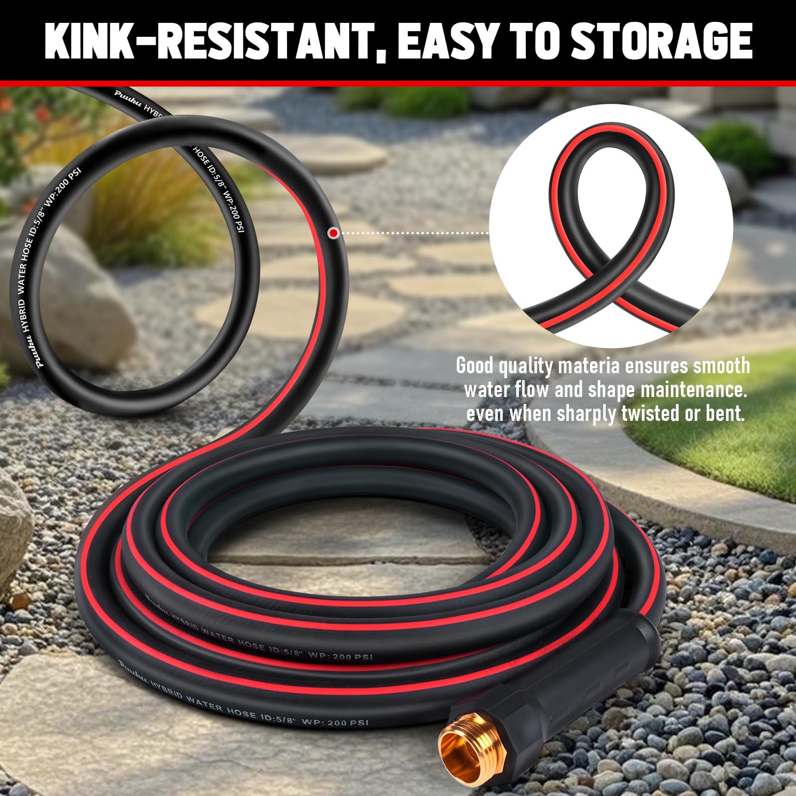 PUUKU 3-layer reinforced hose supports daily outdoor tasks.