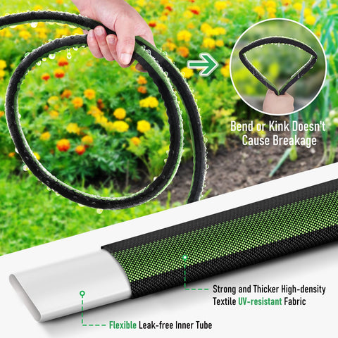 PUUKU flat soaker hose 50ft kink-free design reduces tangles during storage