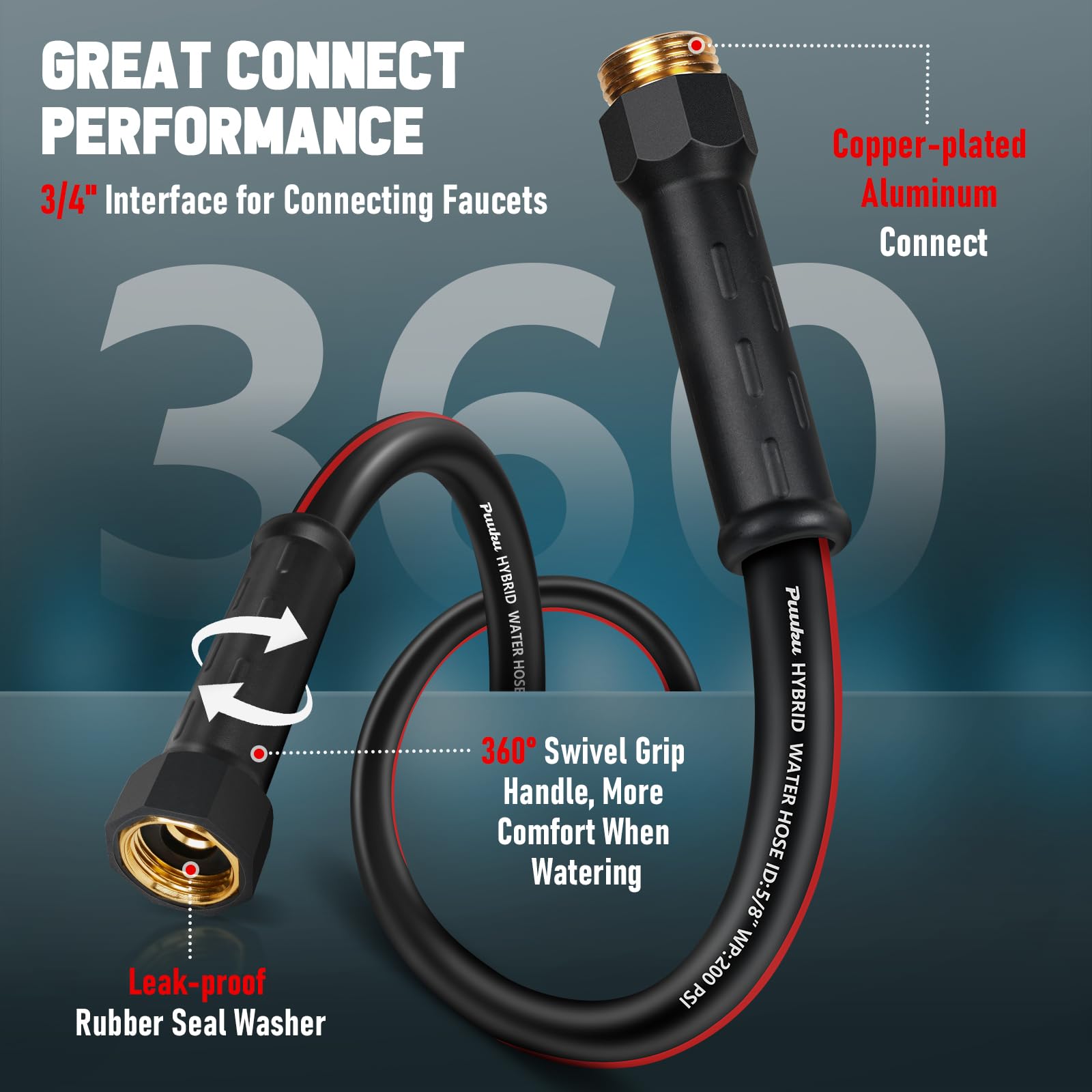 PUUKU kink-resistant design keeps water flow steady during use.