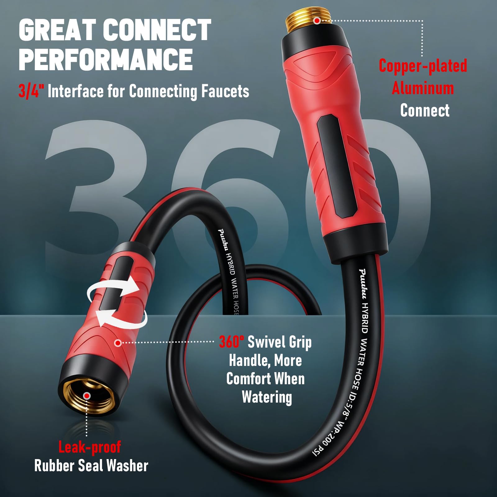 PUUKU Short Garden Hose anti-kink reinforcement maintains steady water flow