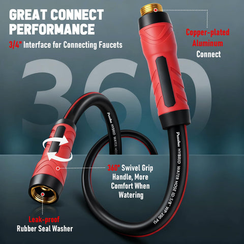 PUUKU Short Garden Hose anti-kink reinforcement maintains steady water flow