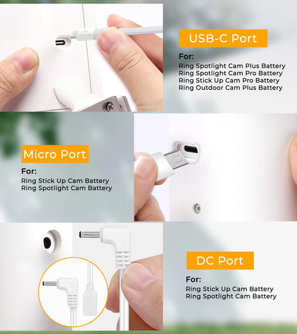 PUUQII 10ft cable extends to ideal sun spot for Ring camera charging