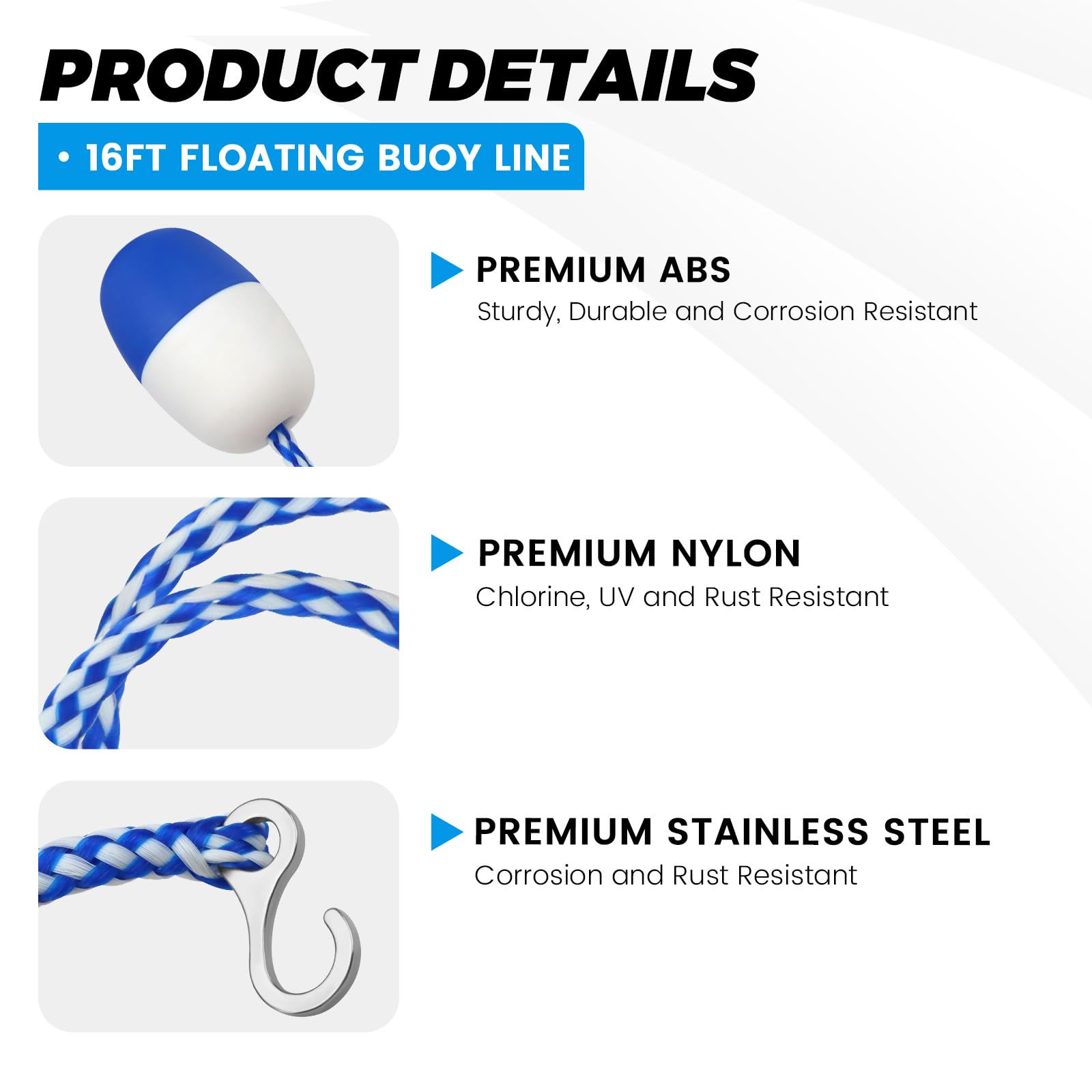 Puxyblue 7 buoys along rope enhance clear water separation during family swim.