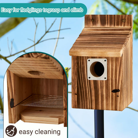 Puyikes bird house includes pre-drilled hole and rust-proof screw