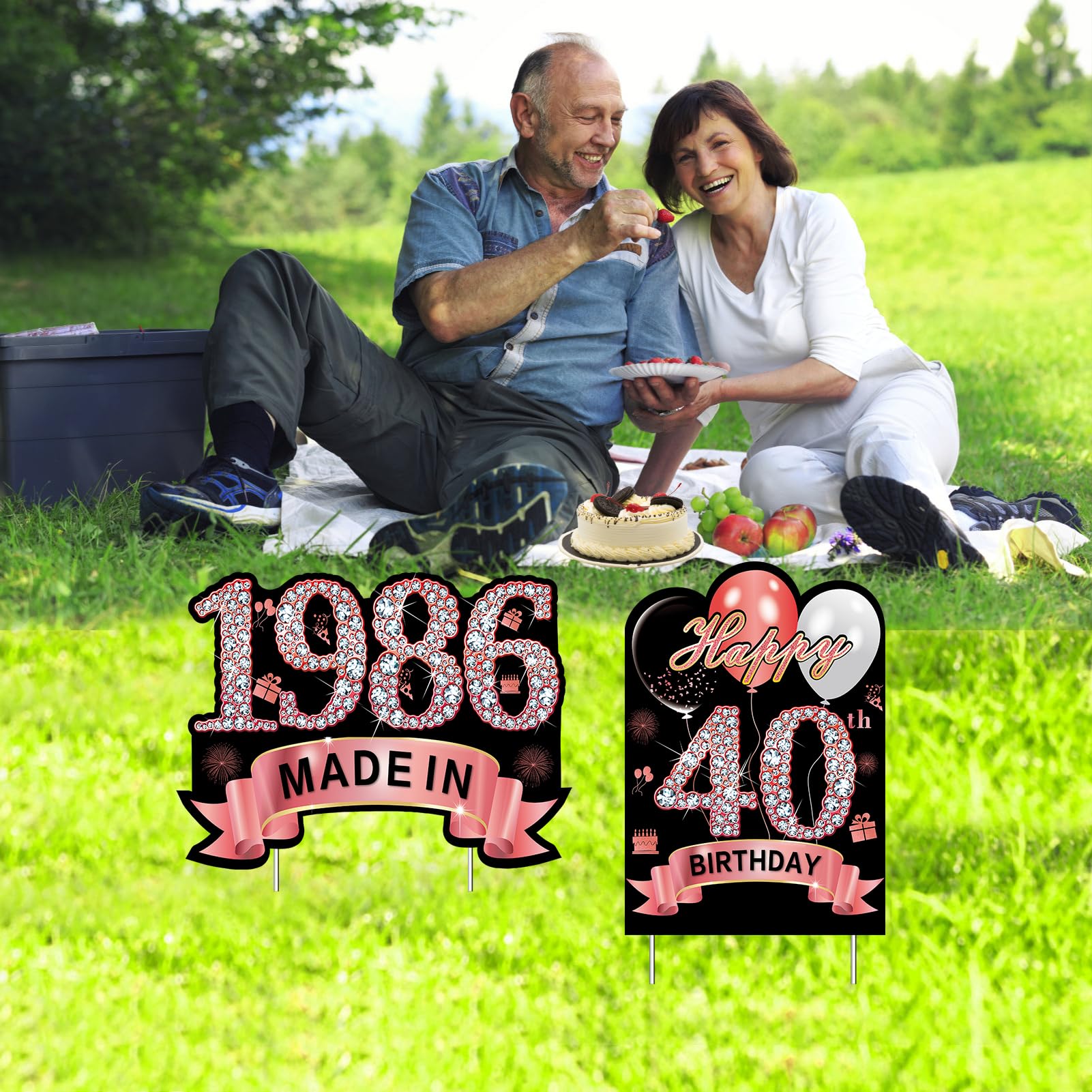 Puyruiv large 40th birthday lawn sign stands out with bright colors