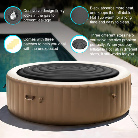 Puzau all-weather spa cover shields tub from wind and rain