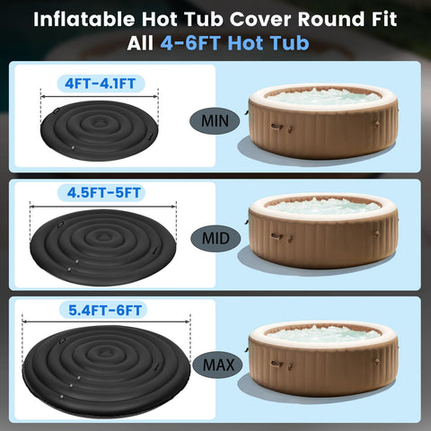Puzau round spa cover for Intex, insulated lid improves energy efficiency