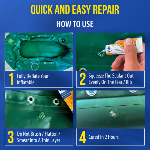 PVC Stitch patch applied to a pool liner for a water-resistant fix