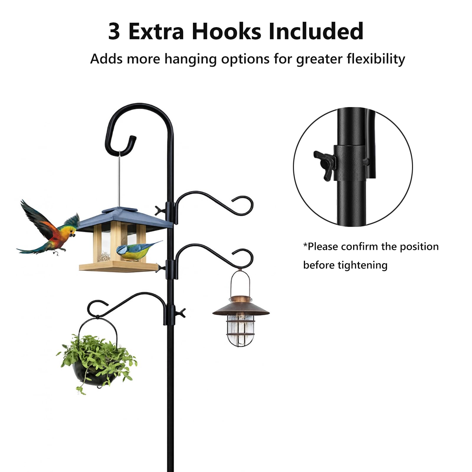 Pvifvi Shepherds Hook adjustable height helps position hanging items precisely.