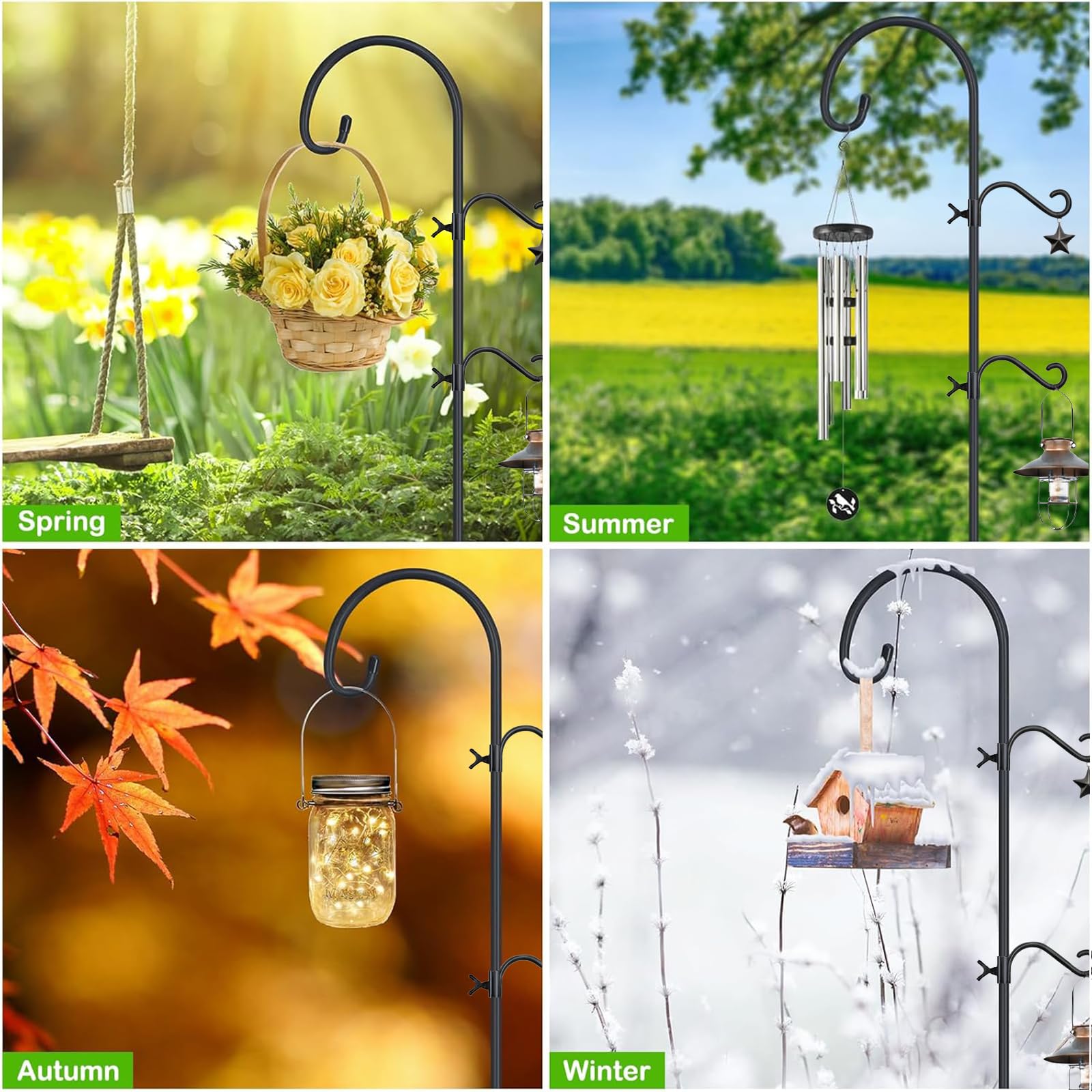 Pvifvi Shepherds Hook bird feeder hanger keeps feeders accessible for birds.