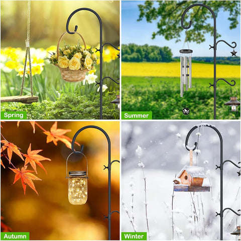 Pvifvi Shepherds Hook bird feeder hanger keeps feeders accessible for birds.