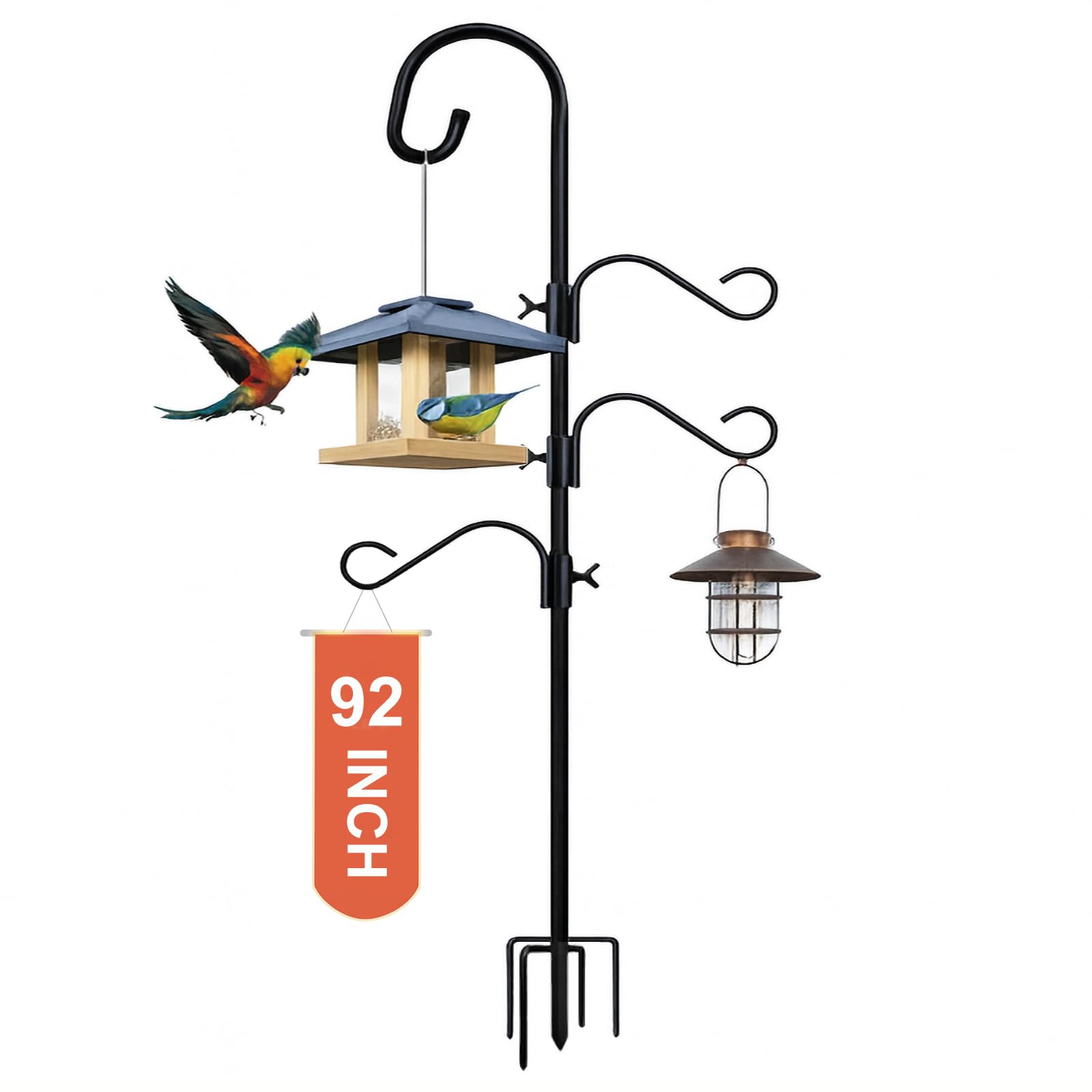 Pvifvi Shepherds Hook heavy-duty pole keeps garden décor secure and accessible.
