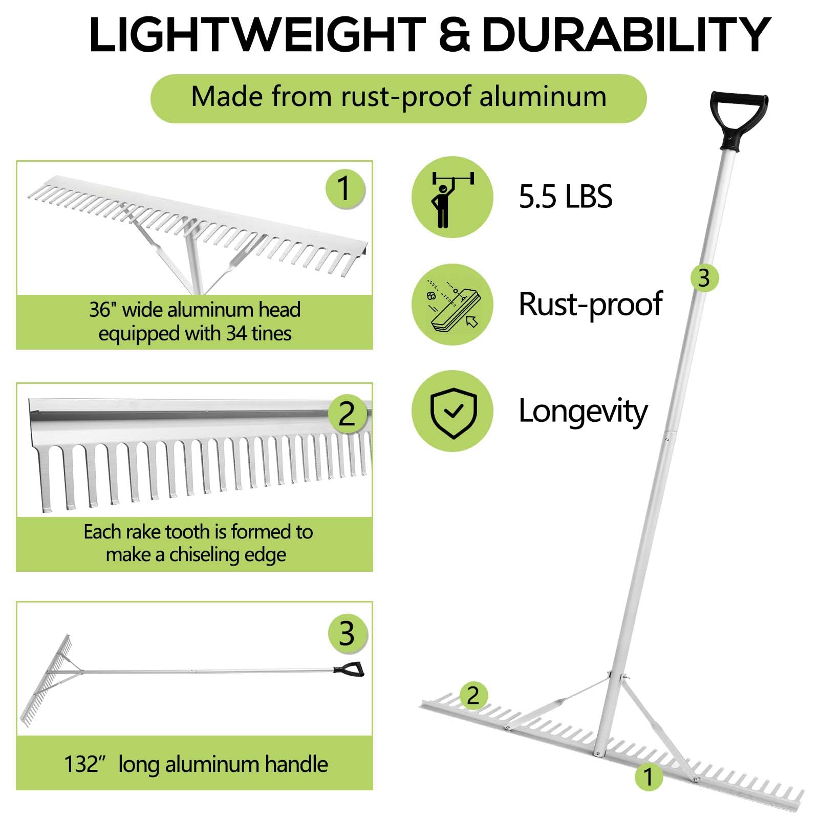 PVNIEFC Floating Lake Rake with 52-foot rope and floats enables easy casting