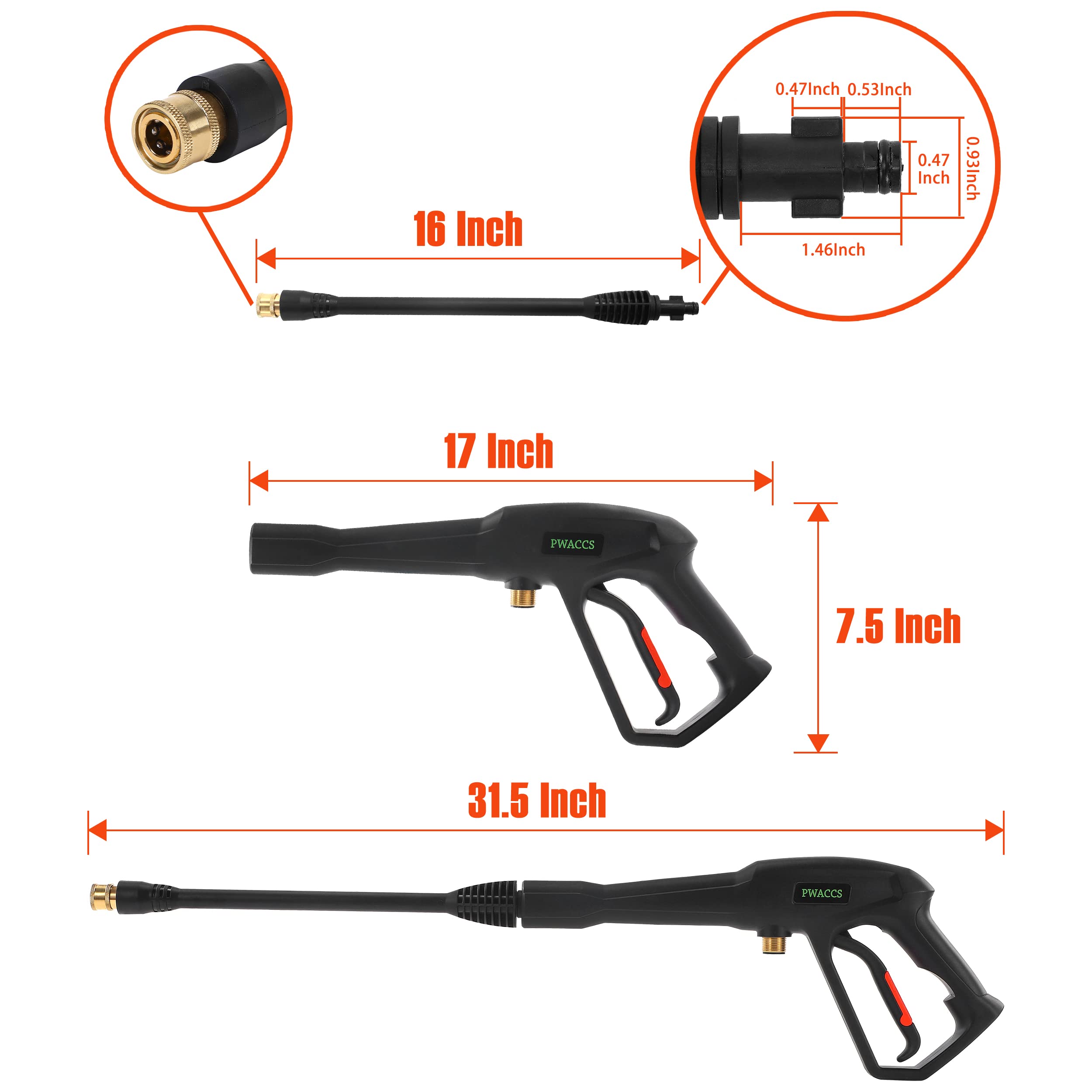PWACCS 17-inch gun for extended reach and versatile washing.