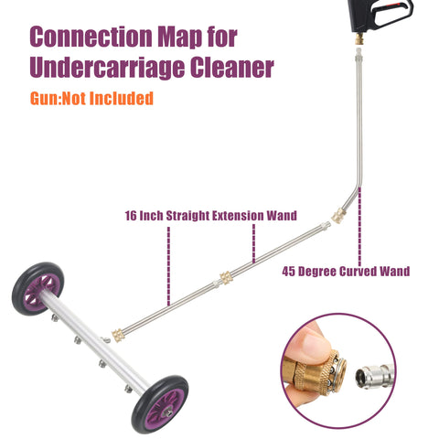 PWACCS curved wand enables angled spray for undercarriage access.