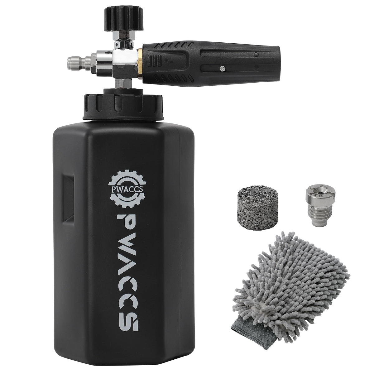 PWACCS Foam Cannon wide mouth fill for easy setup.