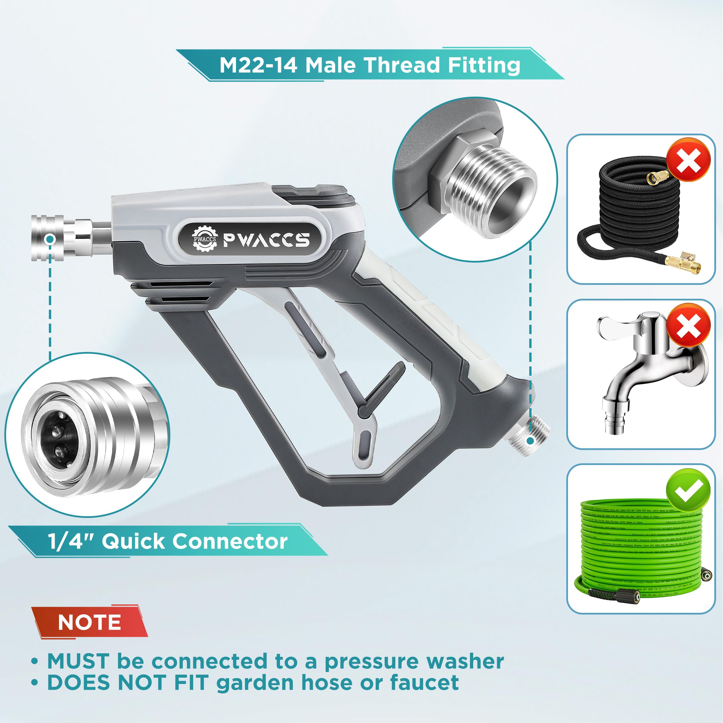 PWACCS 1.5-liter foam cannon extends cleaning sessions.