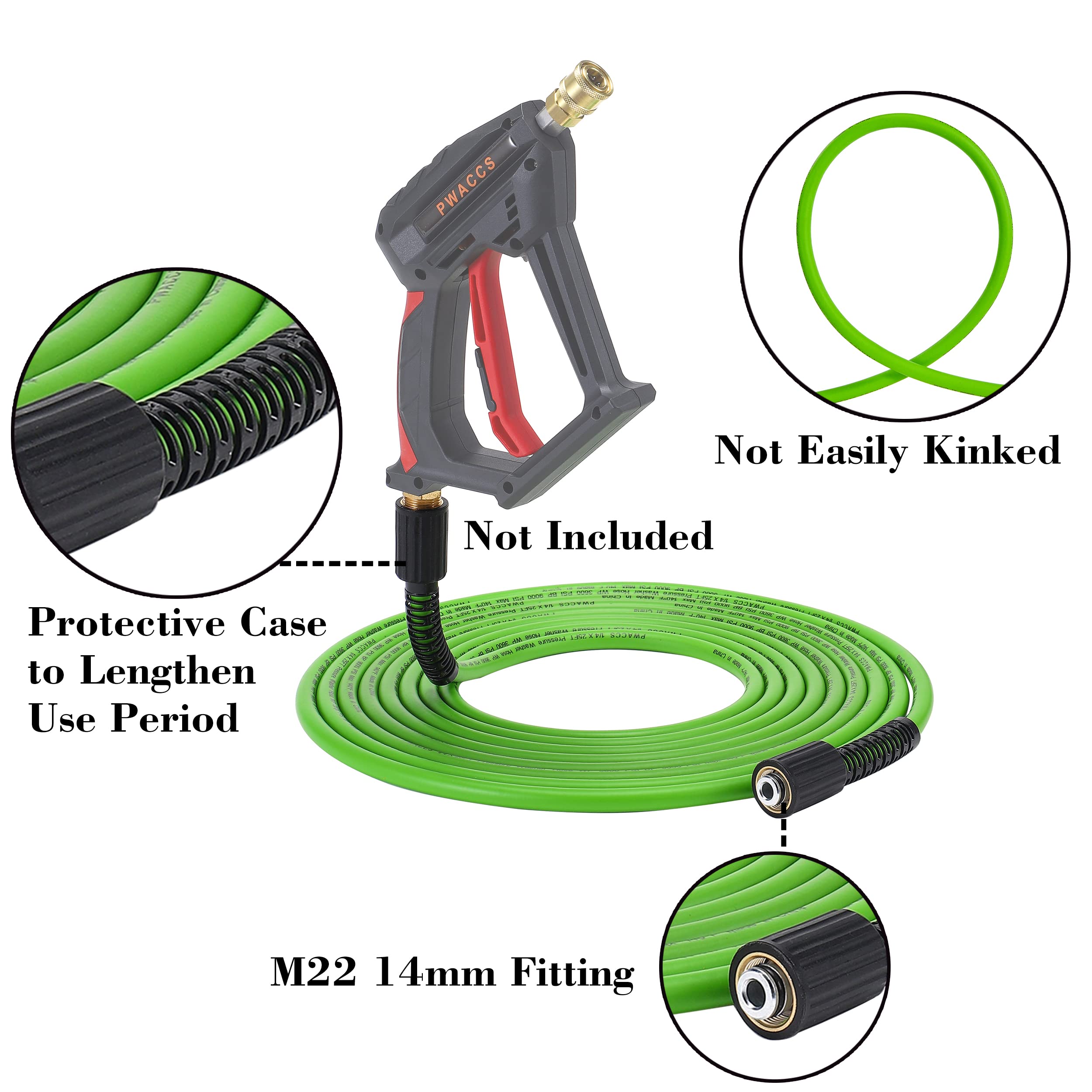 PWACCS hose with M22 connection demonstrates quick compatibility with common pressure washers