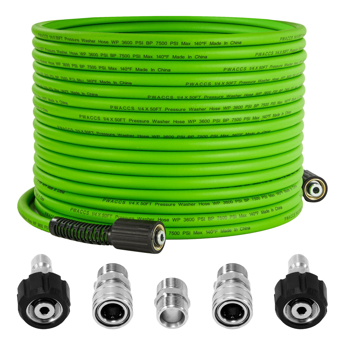 PWACCS pressure washer hose 50ft extended for broad cleaning reach and efficiency