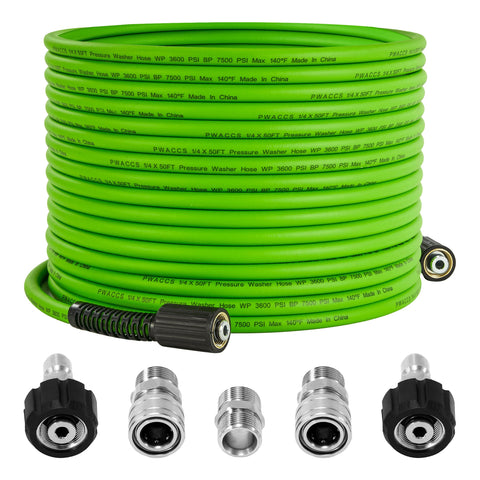 PWACCS pressure washer hose 50ft extended for broad cleaning reach and efficiency