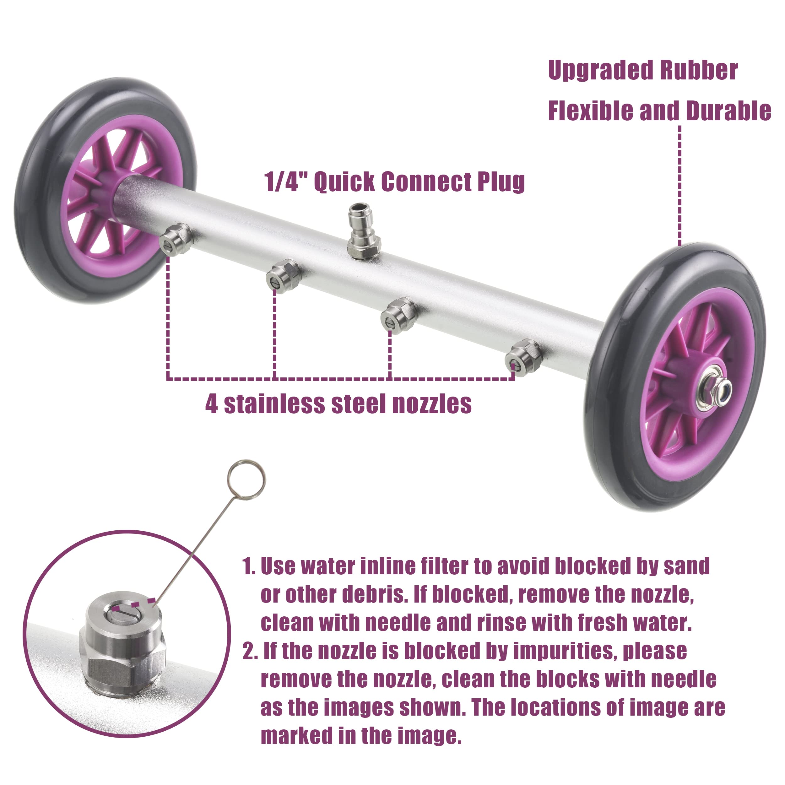 PWACCS wheels help move the cleaner smoothly across the surface.