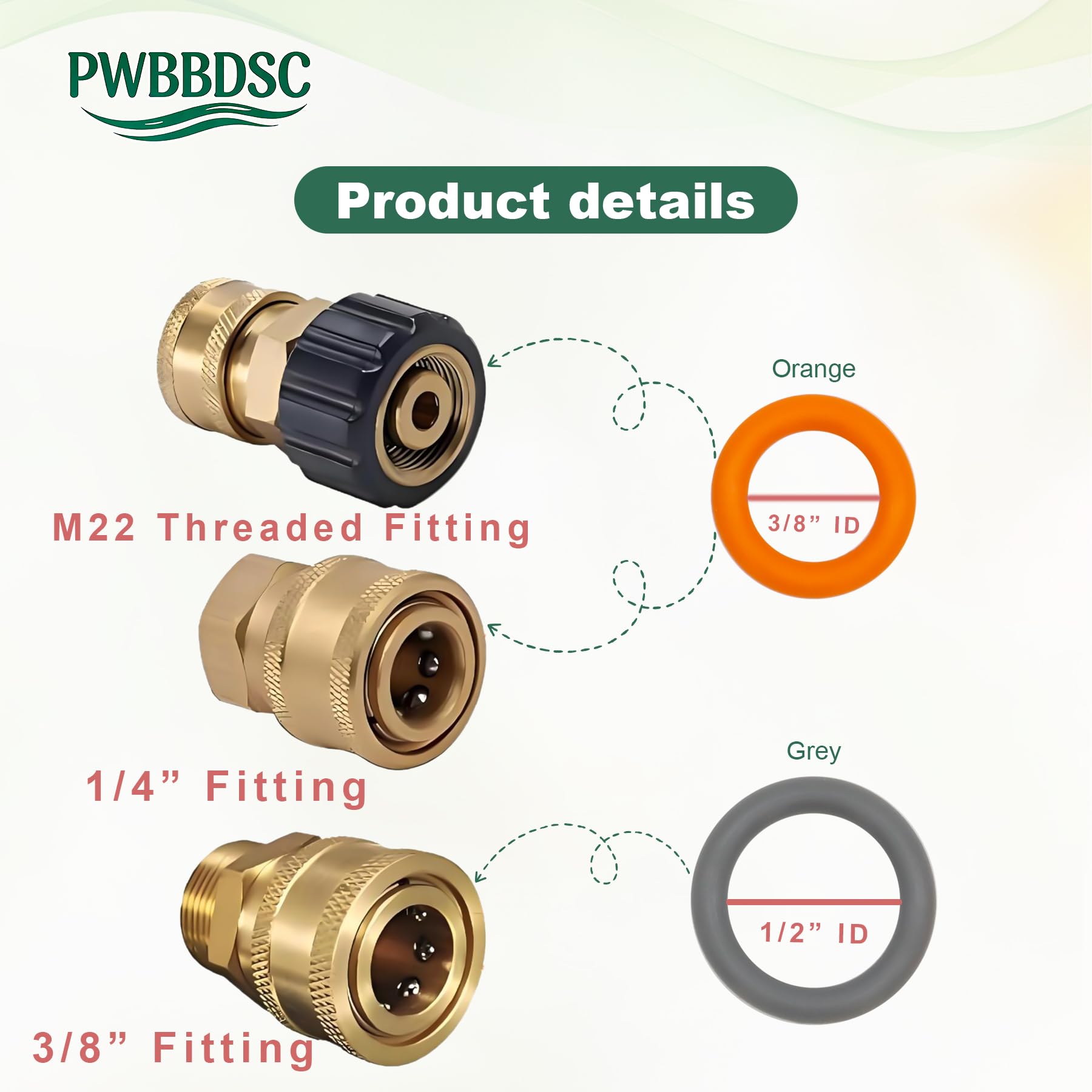 PWBBDSC Buna-N O-Ring 3/8 inch quick connect ensures durable sealing under heavy use.