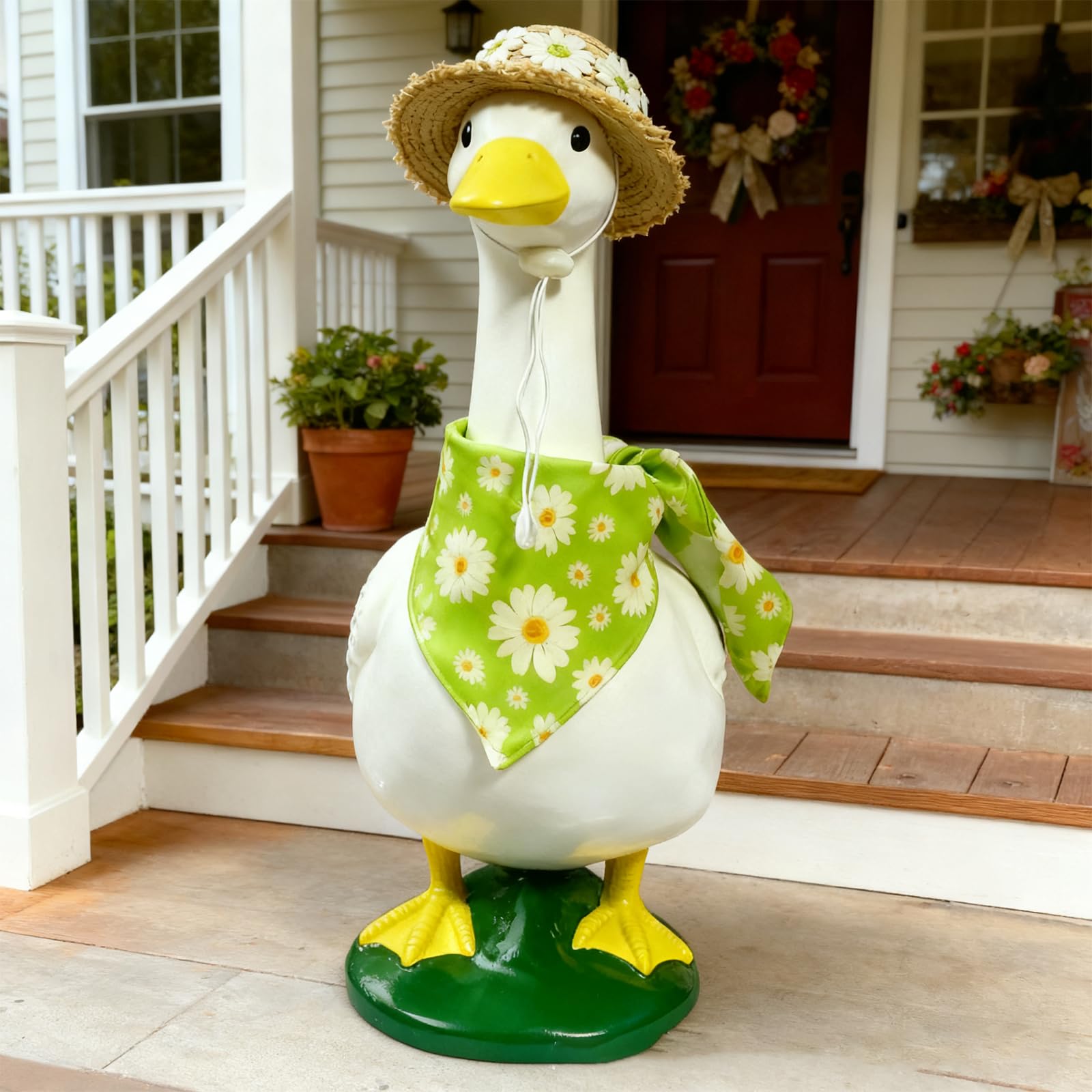 Pwefopessc spring goose outfit with hat and bandana enhances garden decor