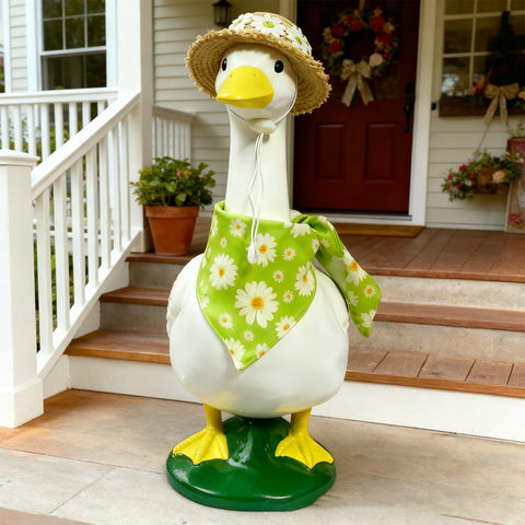 Pwefopessc spring goose outfit with hat and bandana enhances garden decor