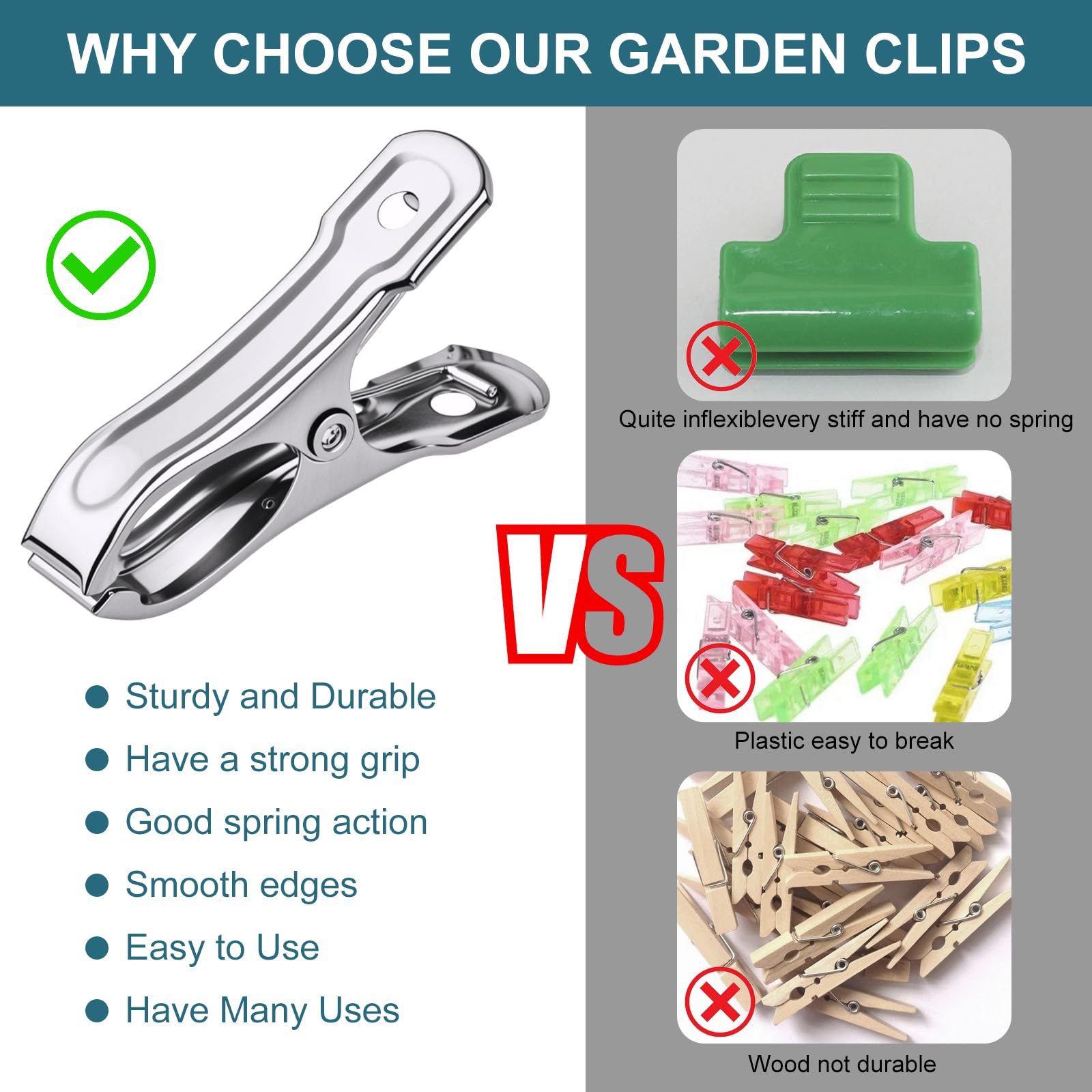 Pwfkgo clip on hoops and poles for tidy garden organization