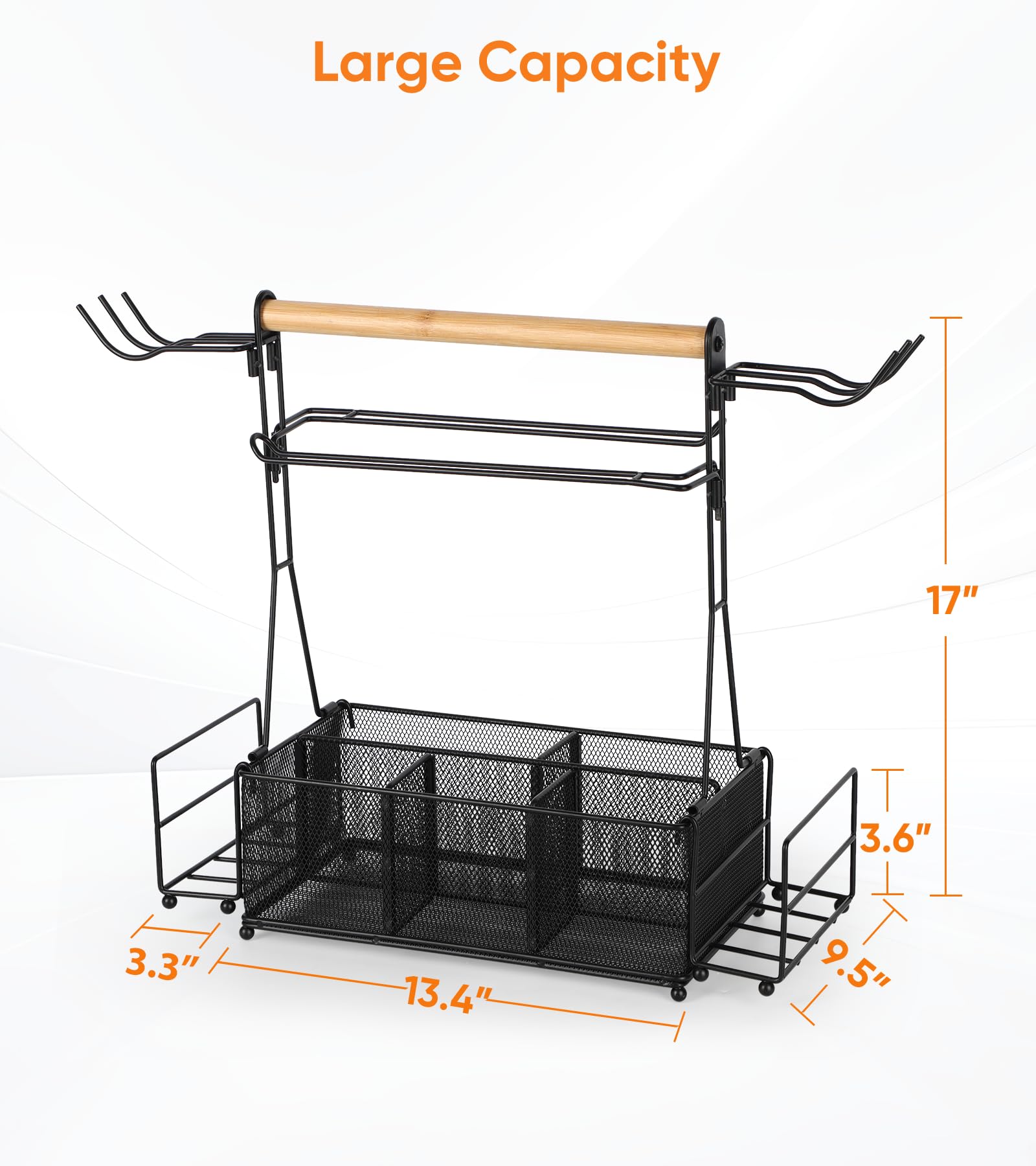 Sturdy metal frame of PWSOMJ Grill Caddy withstands outdoor use.