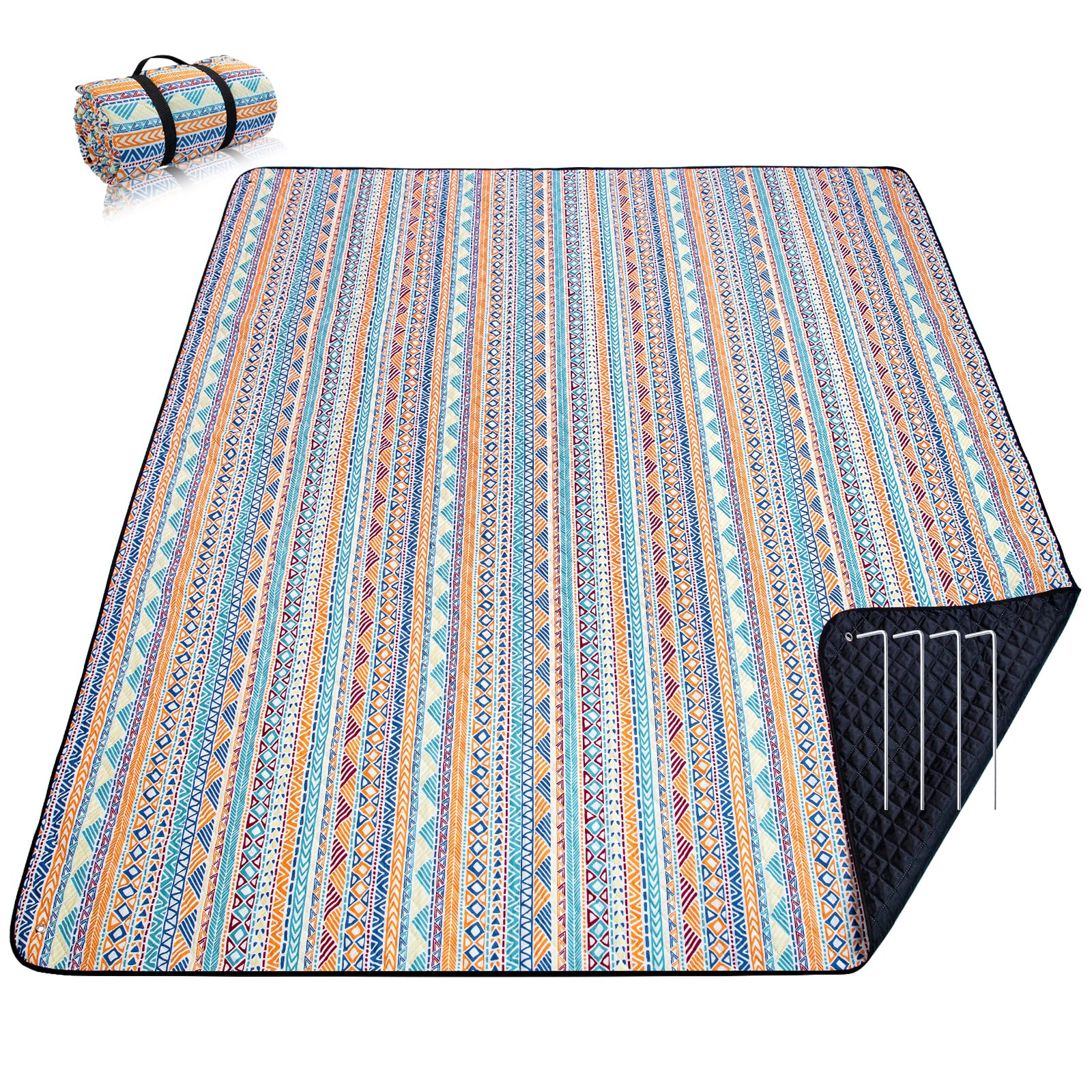 PY SUPER MODE picnic blanket oversized 83x79 inches, ideal for large family picnics