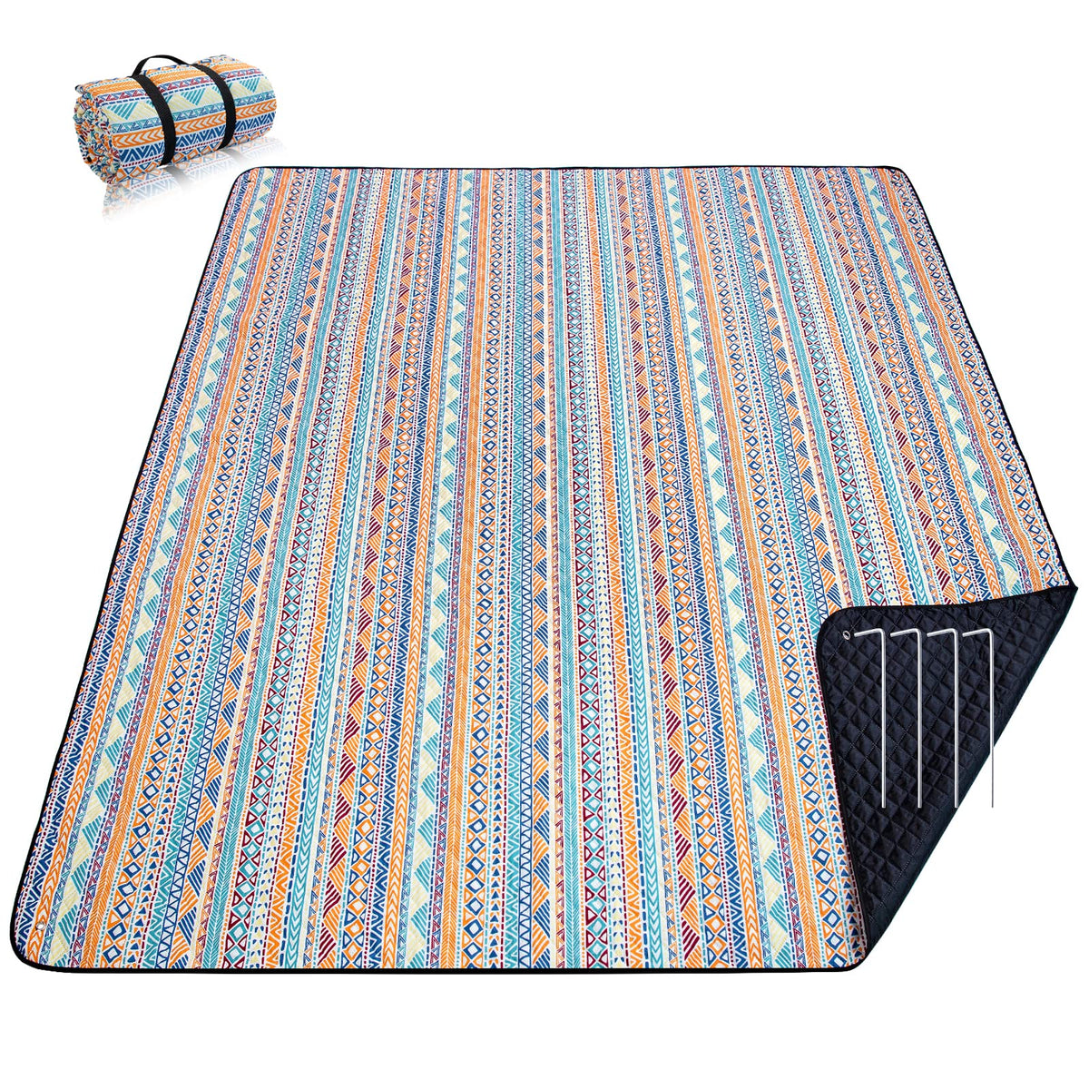 PY SUPER MODE picnic blanket oversized 83x79 inches, ideal for large family picnics