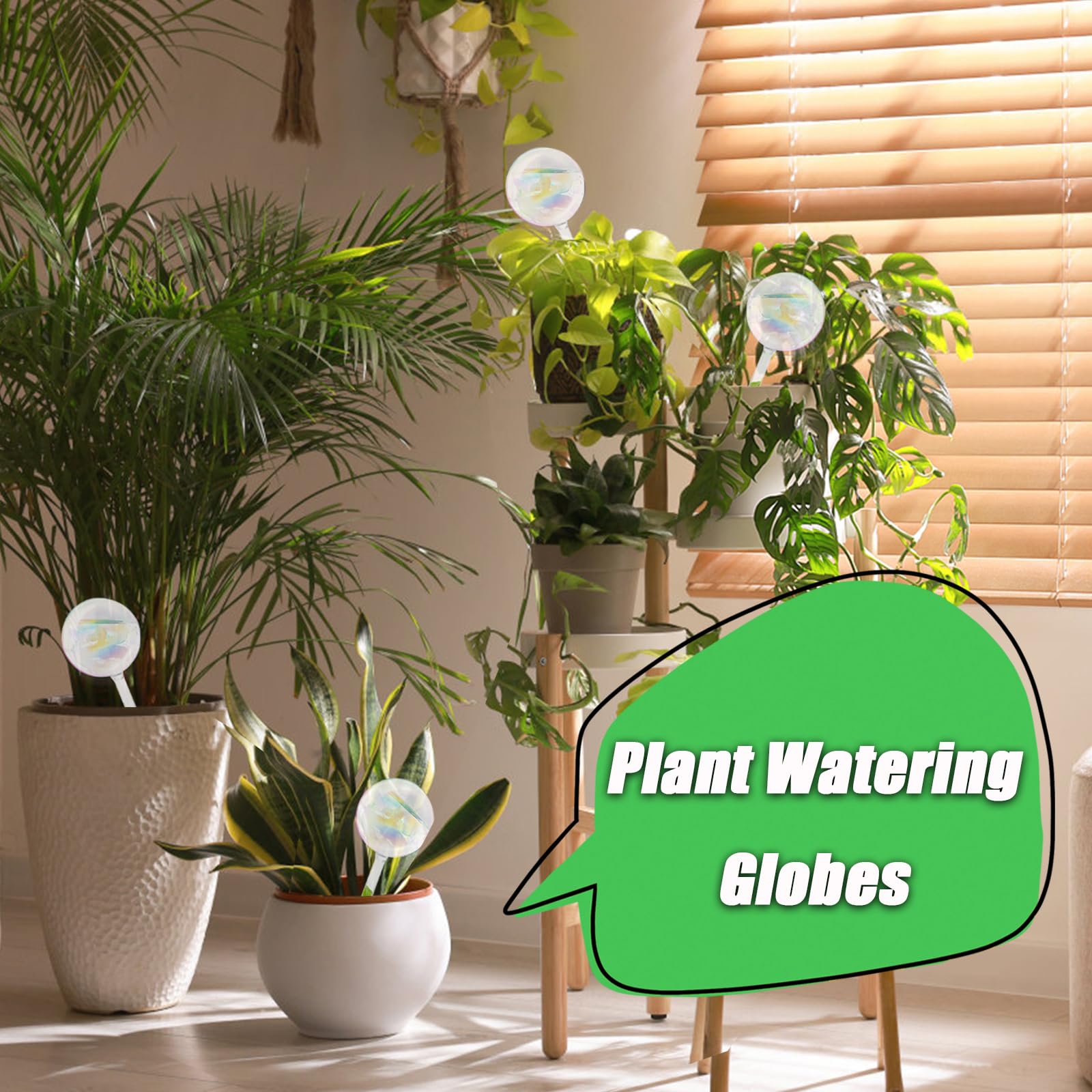 Pynqdfu hanging-basket watering globe shown with hanging plant.