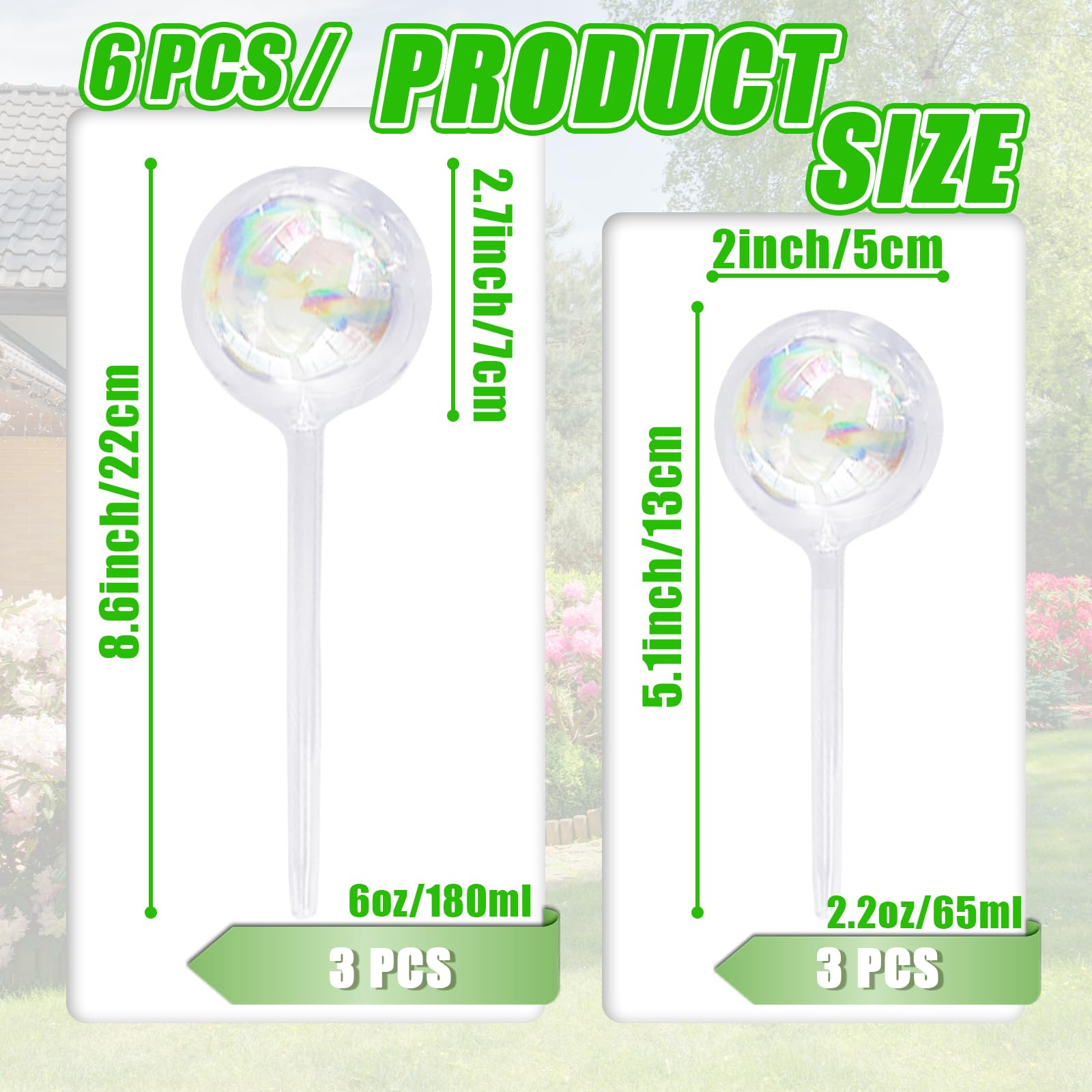 Pynqdfu iridescent glass watering ball small provides automatic moisture for balcony plants.
