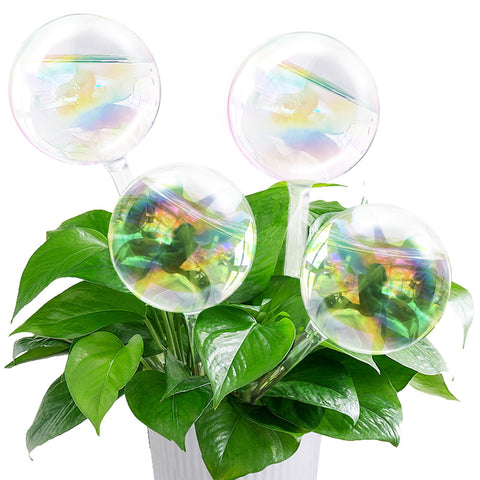 Pynqdfu rainbow gradient glass watering globe in clear finish, ideal for effortless plant care at home.