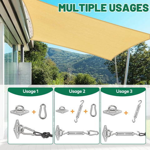 Pynsseu shade sail hardware snap-hooks provide quick, reliable attachments