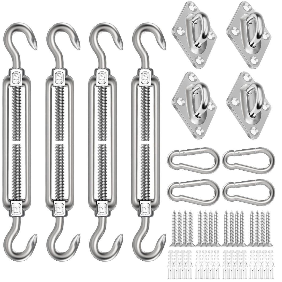 Pynsseu shade sail hardware turnbuckles for easy tensioning and strong outdoor shade setups