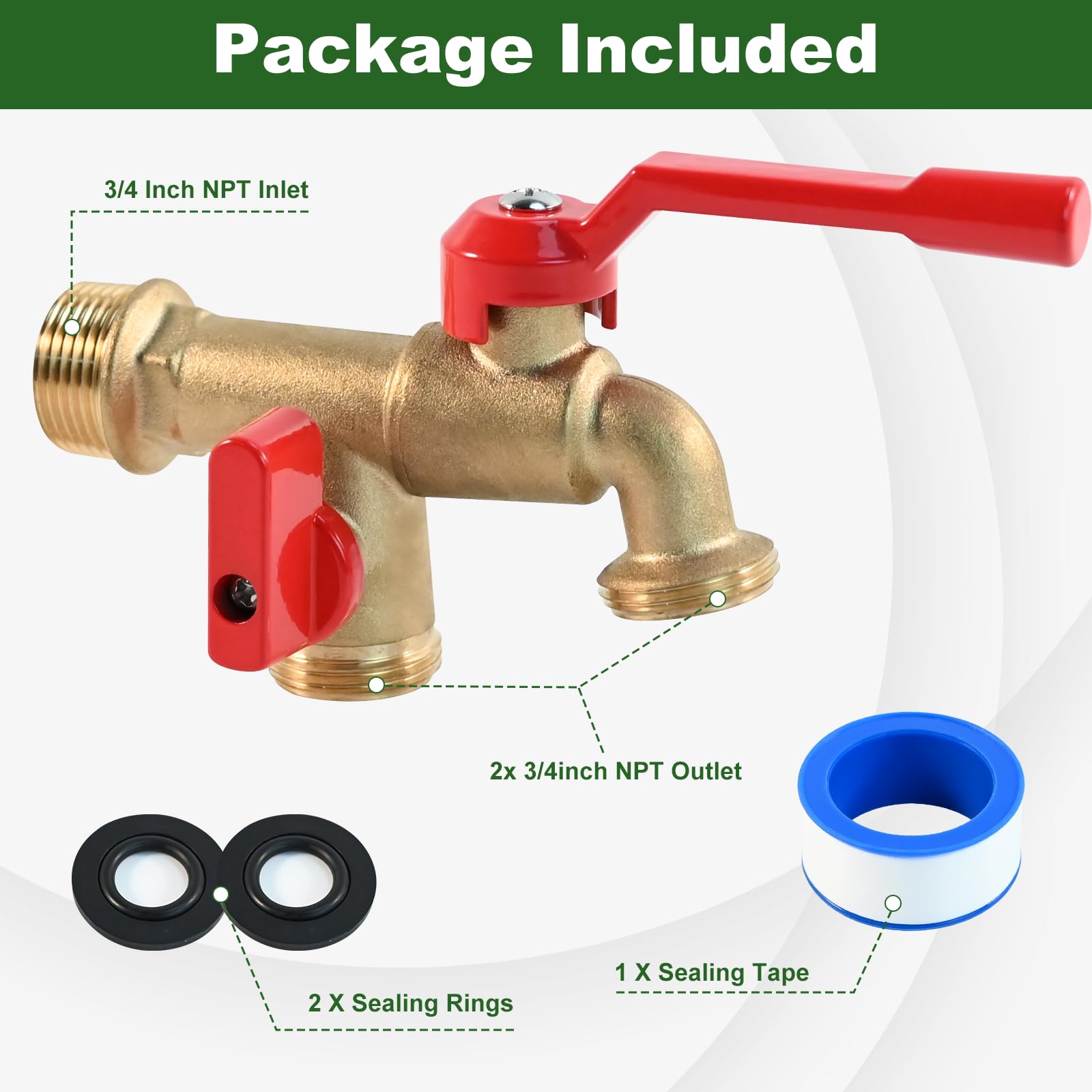 Pyntop outdoor double taps faucet close-up brass construction