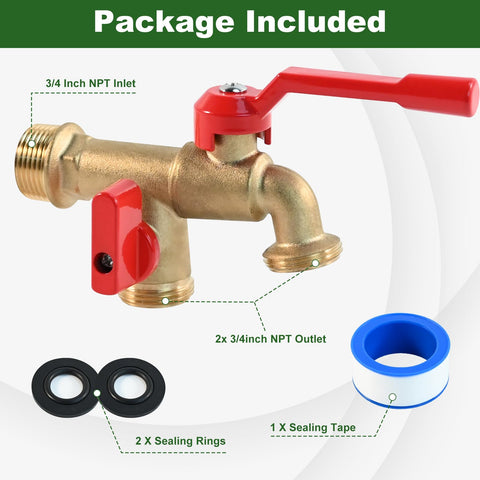 Pyntop outdoor double taps faucet close-up brass construction