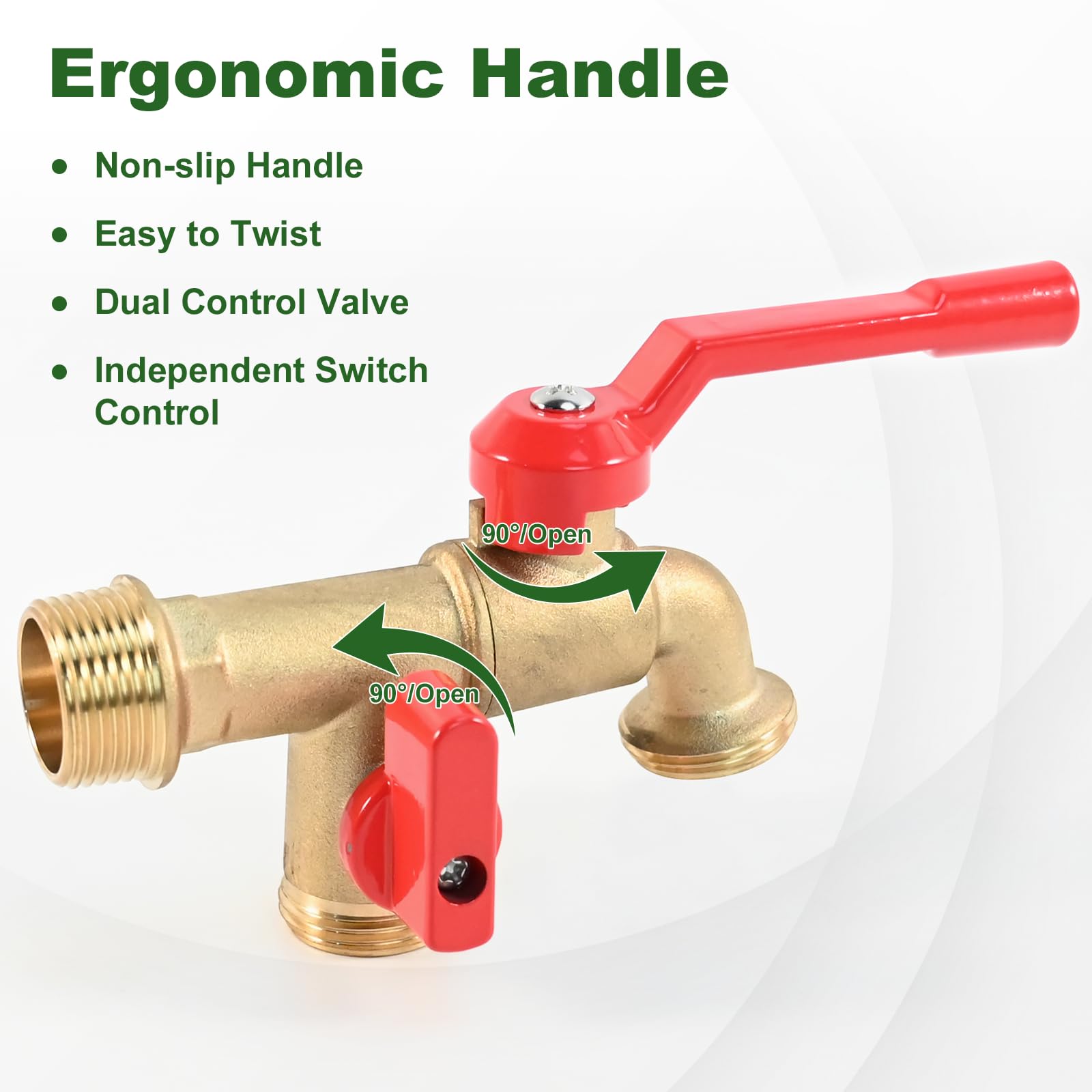 Pyntop outdoor double taps faucet two outlets in use with hoses