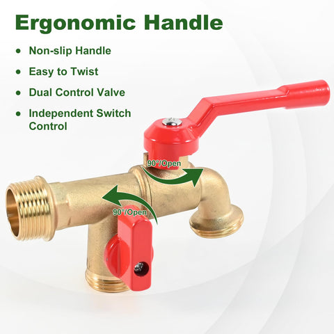 Pyntop outdoor double taps faucet two outlets in use with hoses