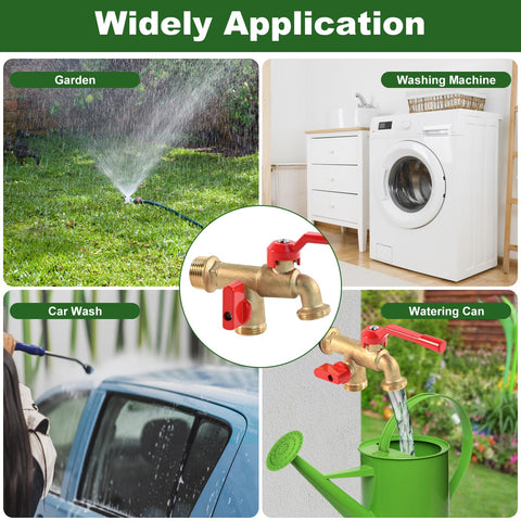 Pyntop outdoor double taps faucet two watering zones in a balcony garden