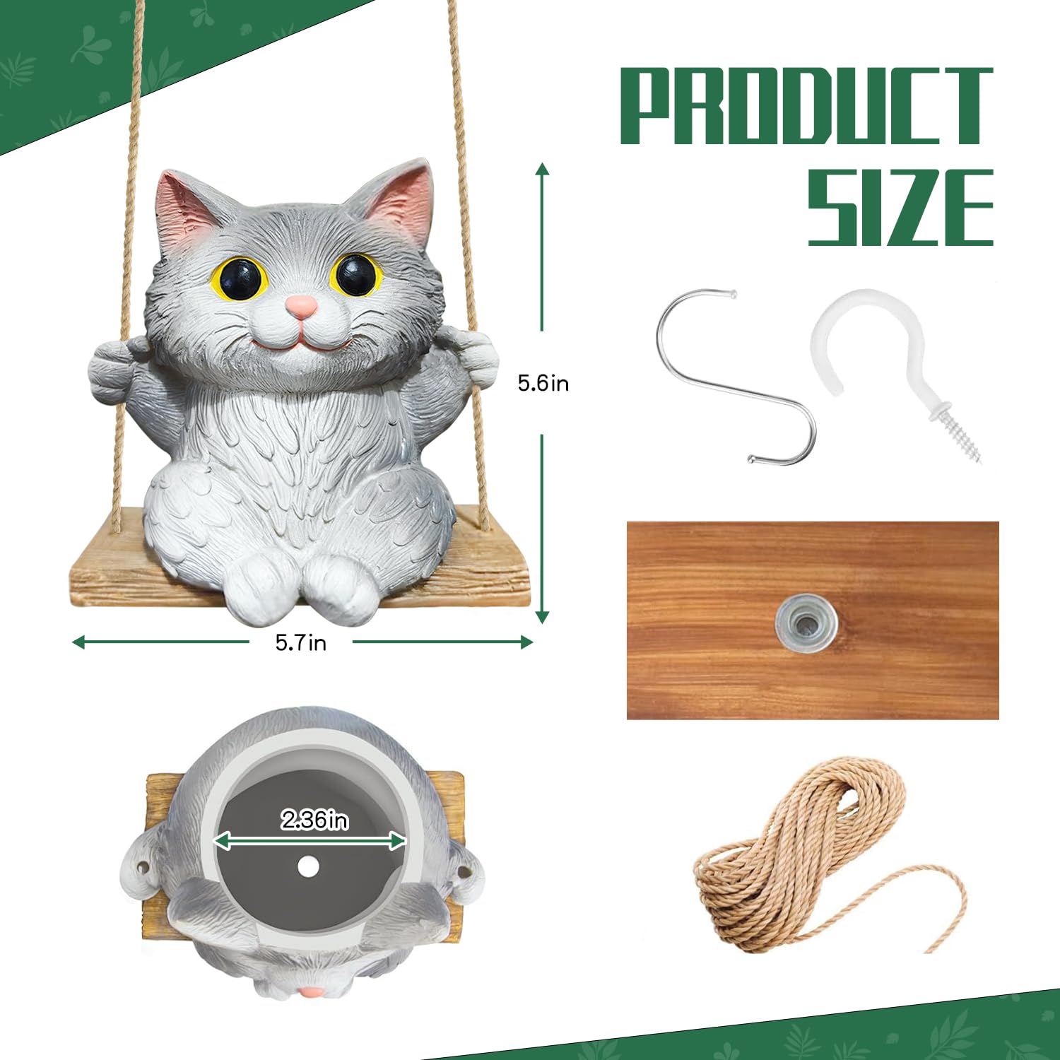 Pyoimmne cat hanging planter holds air plants with drainage control.